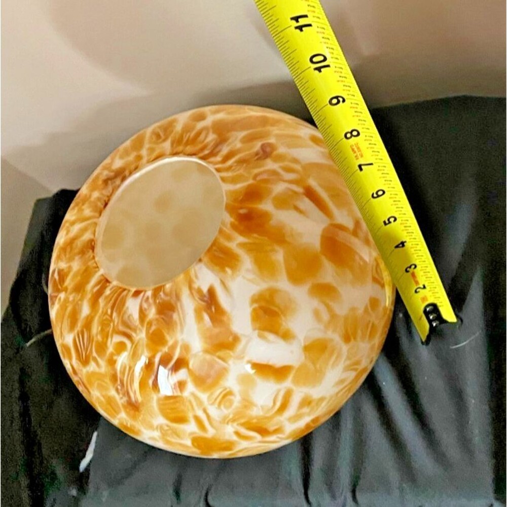 Large 8" Art Glass Orb Vase Cream Taupe Swirl Tortoise Shell Cased Hand Blown - Picture 5 of 5